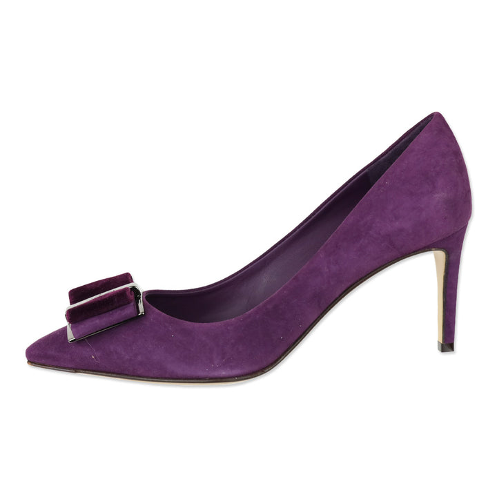 Salvatore Ferragamo Blackberry Calf Suede Zeri 70 Pump