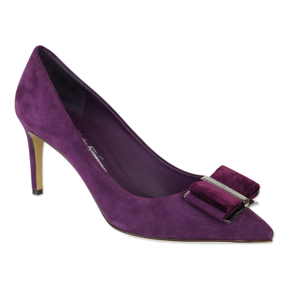 Salvatore Ferragamo Blackberry Calf Suede Zeri 70 Pump