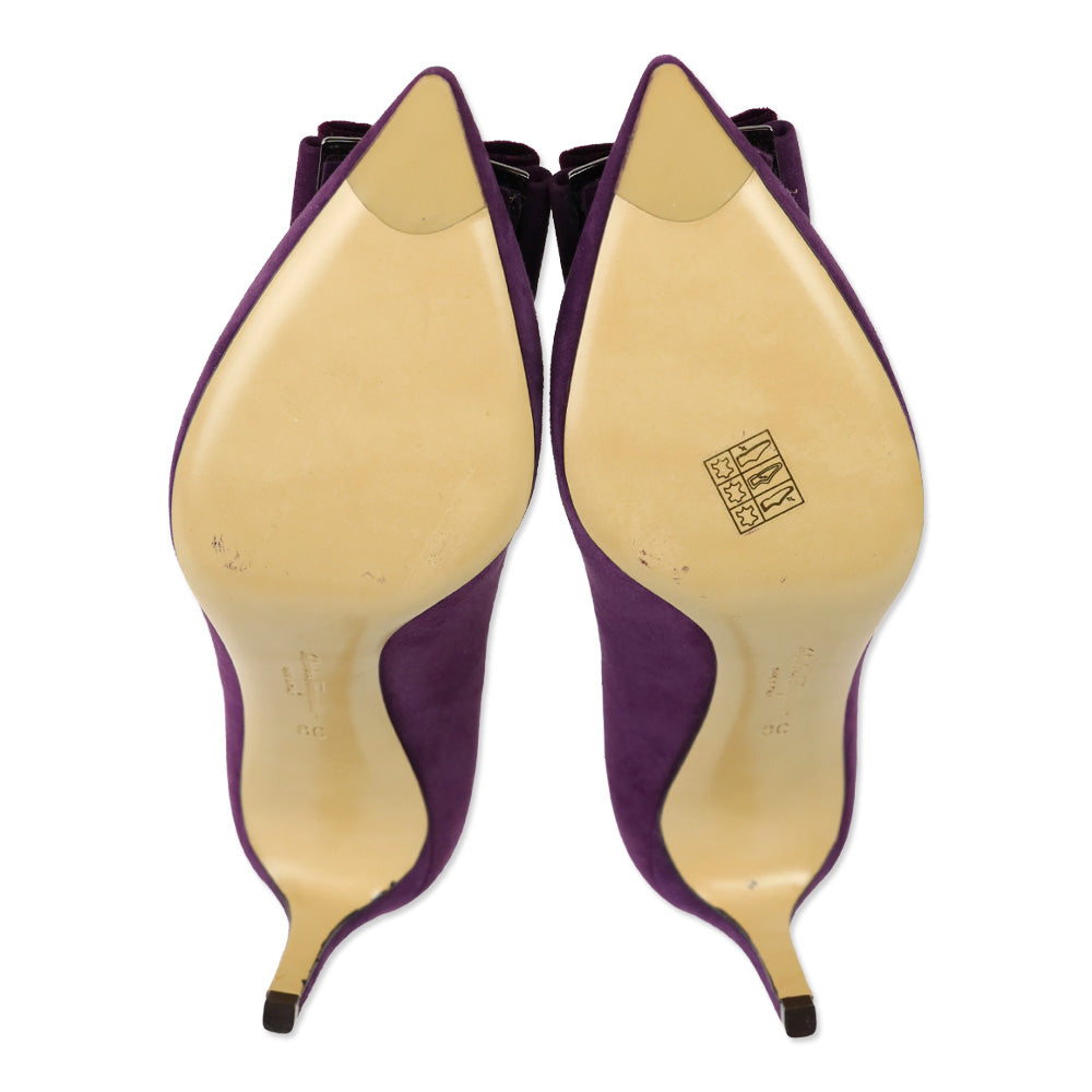 Salvatore Ferragamo Blackberry Calf Suede Zeri 70 Pump