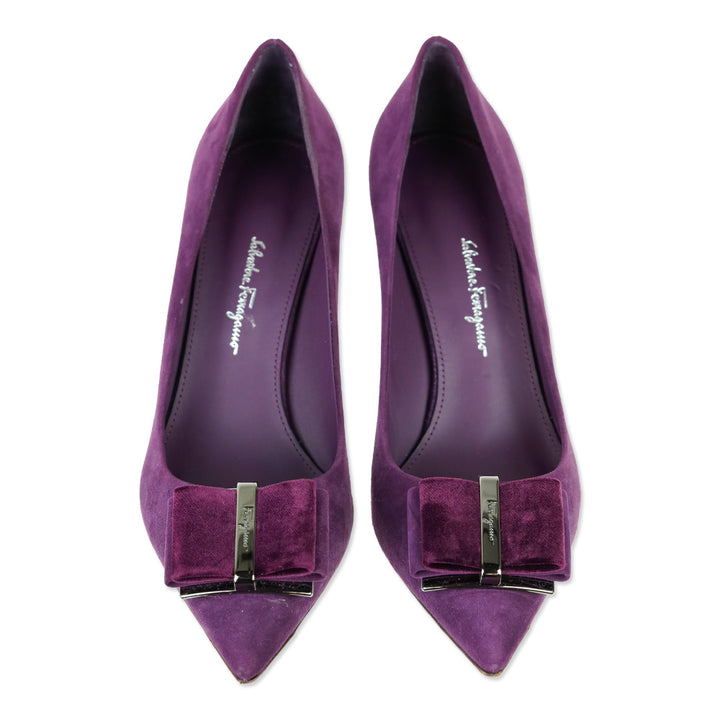 Salvatore Ferragamo Blackberry Calf Suede Zeri 70 Pump