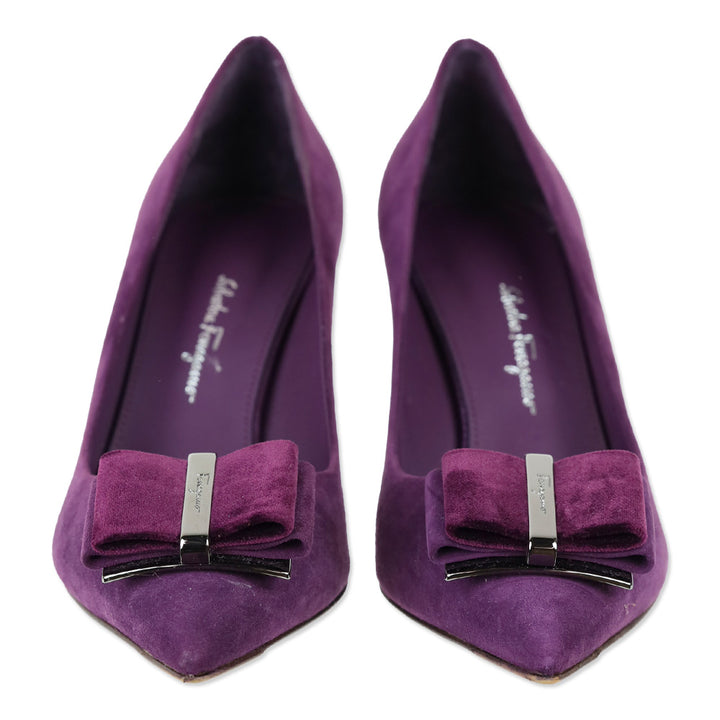 Salvatore Ferragamo Blackberry Calf Suede Zeri 70 Pump