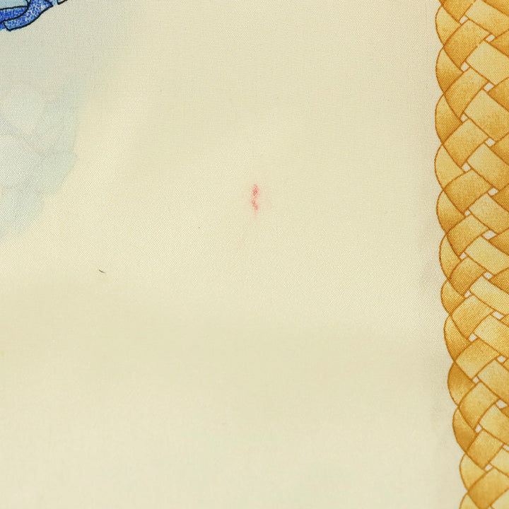 Salvatore Ferragamo Blue Hydrangeas Flamingo Silk Scarf