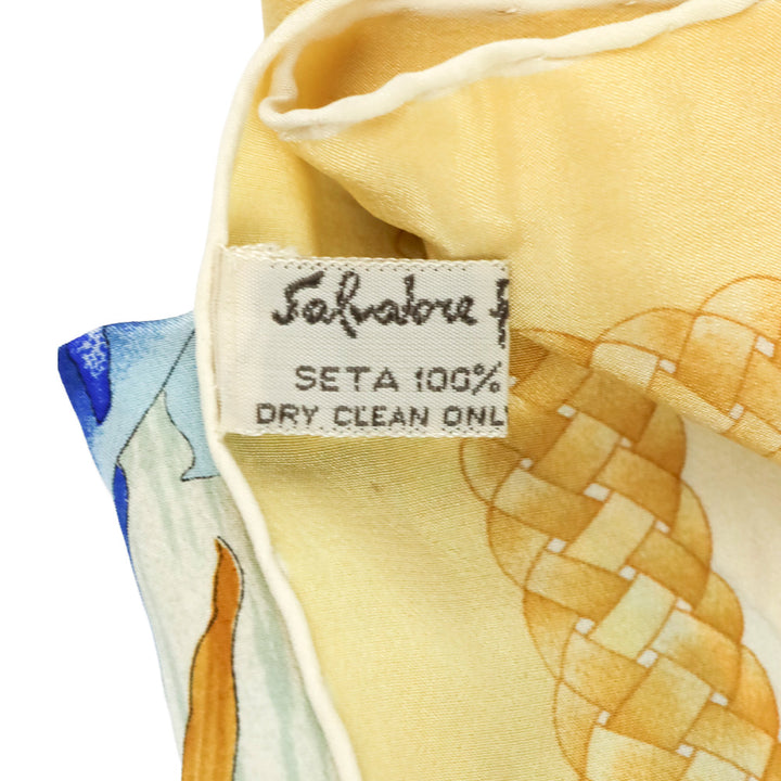 Salvatore Ferragamo Blue Hydrangeas Flamingo Silk Scarf