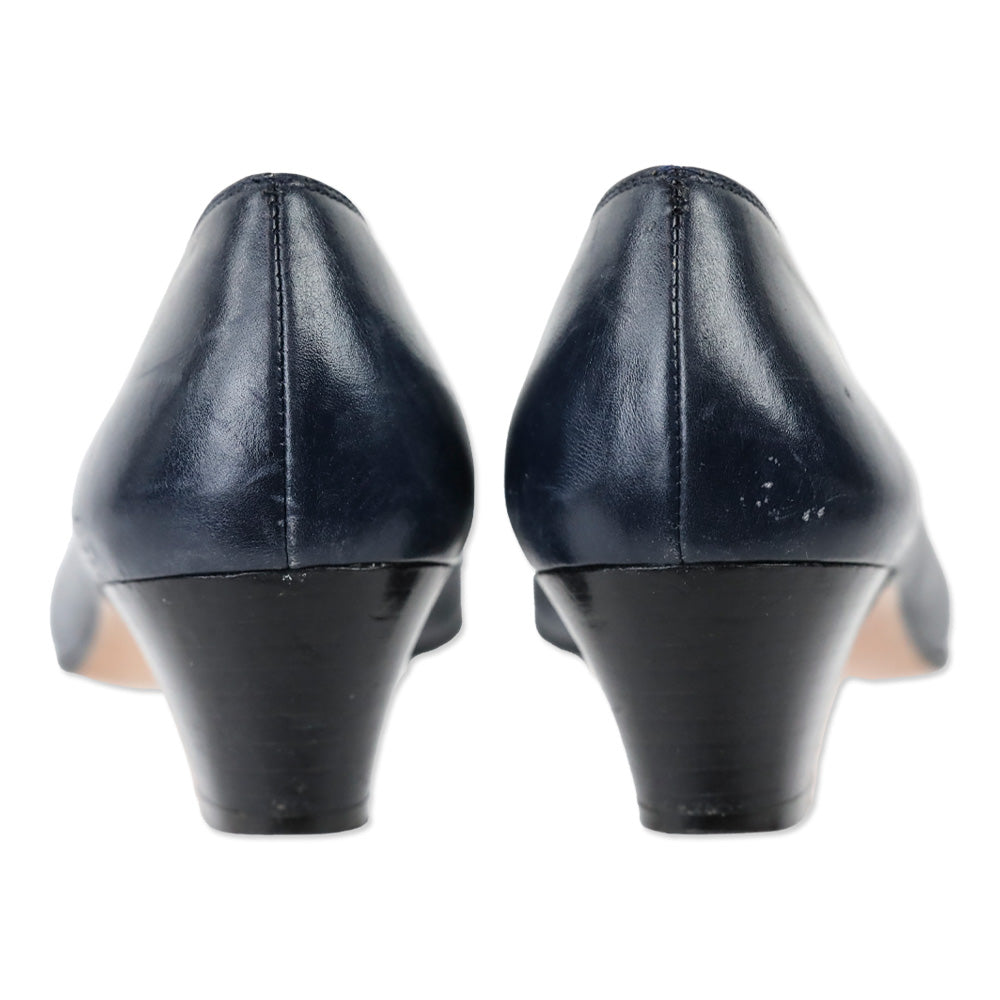 Salvatore Ferragamo Blue Leather Fringe Loafer Pump