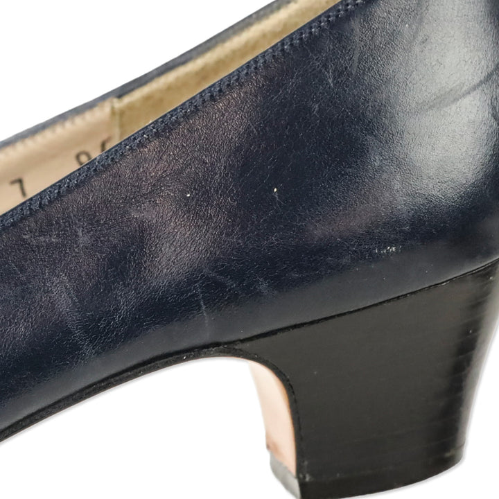 Salvatore Ferragamo Blue Leather Fringe Loafer Pump