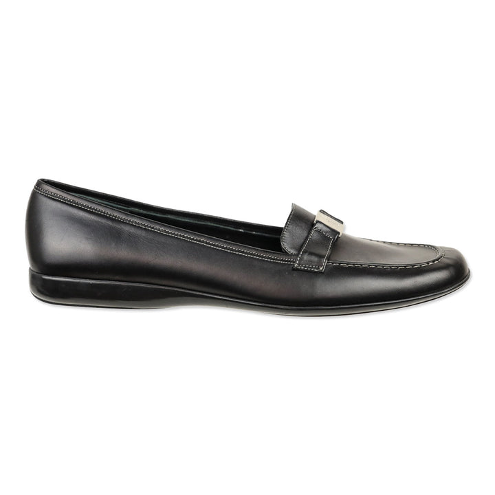 Salvatore Ferragamo Boutique Black Leather Logo Buckle Loafers
