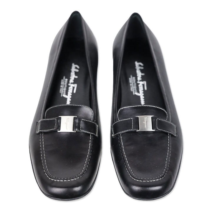 Salvatore Ferragamo Boutique Black Leather Logo Buckle Loafers