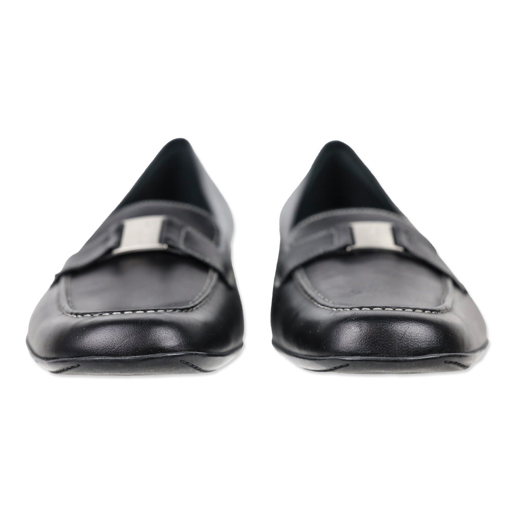 Salvatore Ferragamo Boutique Black Leather Logo Buckle Loafers