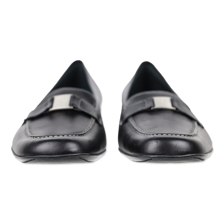 Salvatore Ferragamo Boutique Black Leather Logo Buckle Loafers