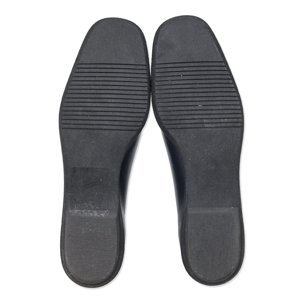 Salvatore Ferragamo Boutique Navy Leather Gancini Flats