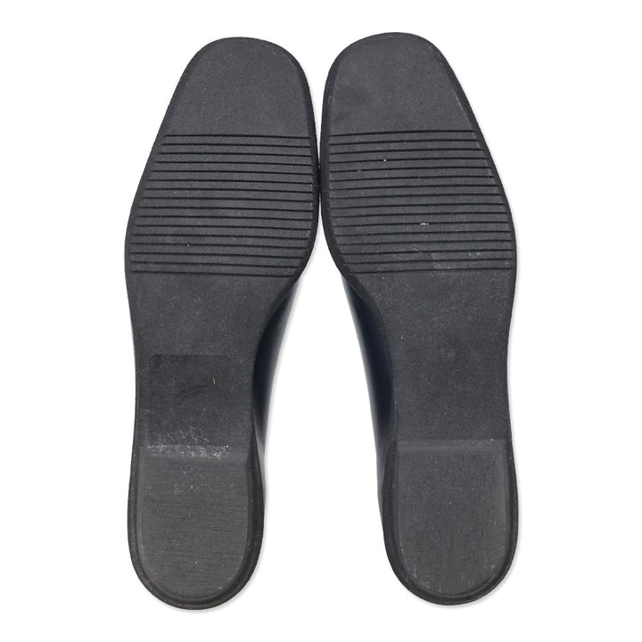 Salvatore Ferragamo Boutique Navy Leather Gancini Flats