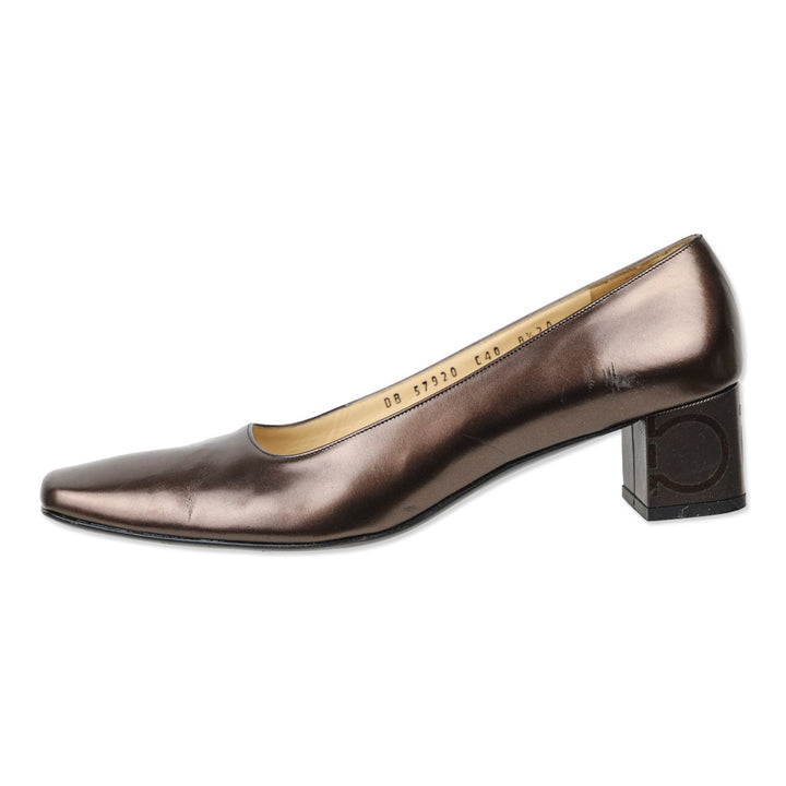 Salvatore Ferragamo Bronze Leather Pump