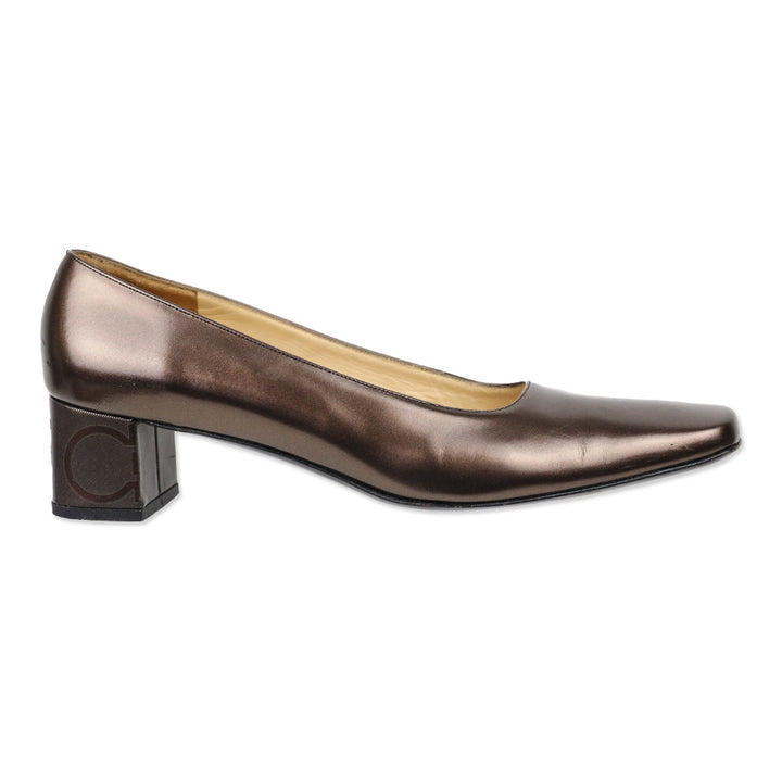 Salvatore Ferragamo Bronze Leather Pump