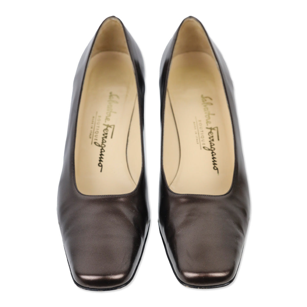 Salvatore Ferragamo Bronze Leather Pump