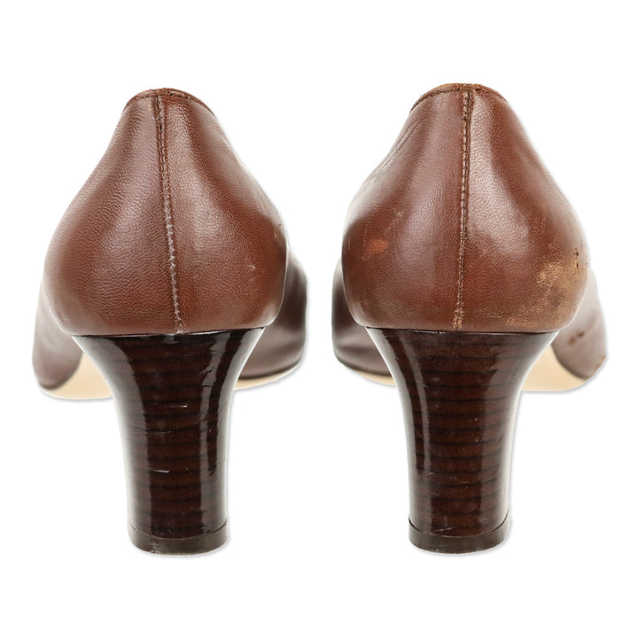 Salvatore Ferragamo Brown Leather Buckle Pumps