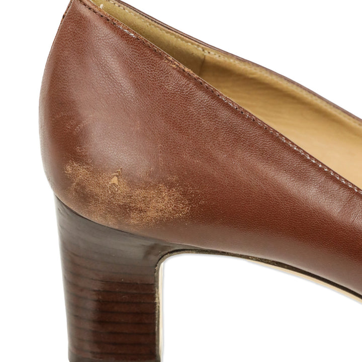 Salvatore Ferragamo Brown Leather Buckle Pumps