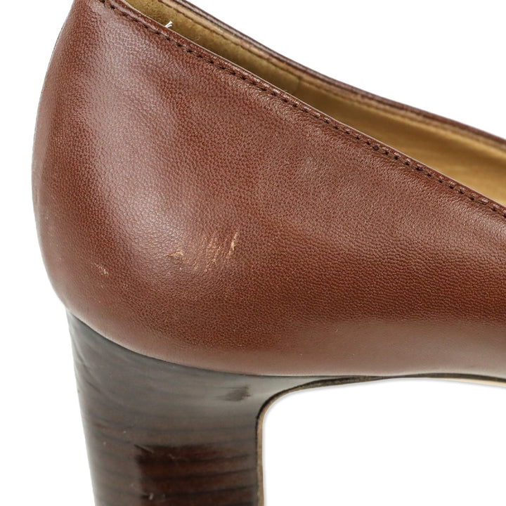 Salvatore Ferragamo Brown Leather Buckle Pumps