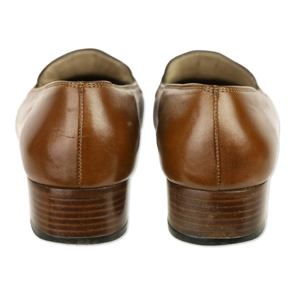 Salvatore Ferragamo Brown Leather Gancini Strap Loafer Pump