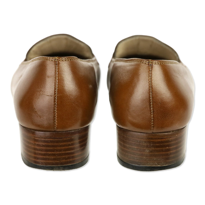 Salvatore Ferragamo Brown Leather Gancini Strap Loafer Pump