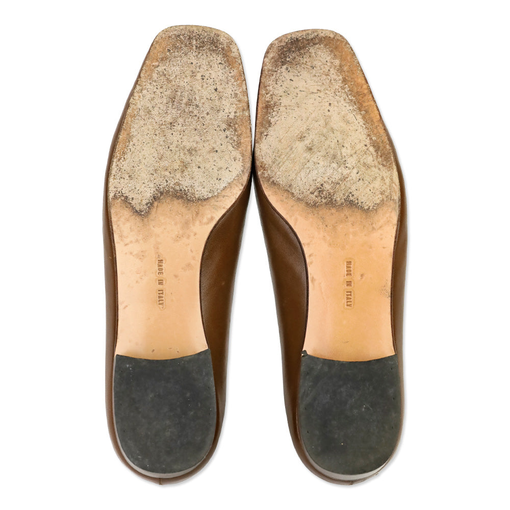 Salvatore Ferragamo Brown Leather Gancini Strap Loafer Pump