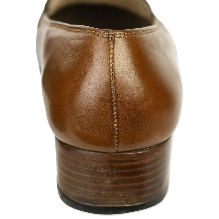 Salvatore Ferragamo Brown Leather Gancini Strap Loafer Pump