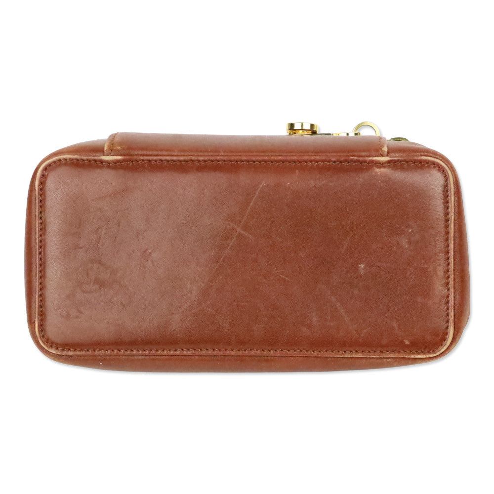 Salvatore Ferragamo Brown Leather Gancini Zip Lock Cosmetic Case
