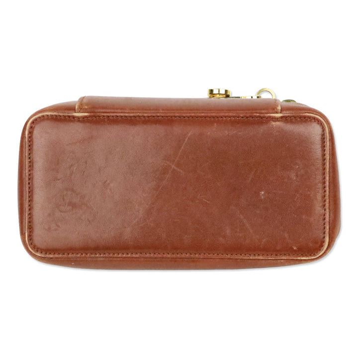 Salvatore Ferragamo Brown Leather Gancini Zip Lock Cosmetic Case