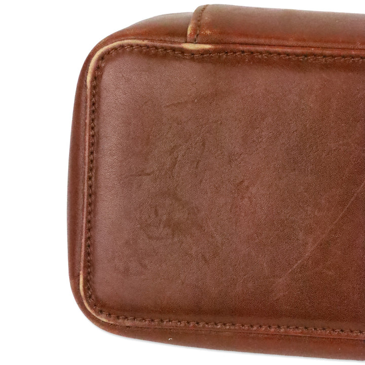 Salvatore Ferragamo Brown Leather Gancini Zip Lock Cosmetic Case