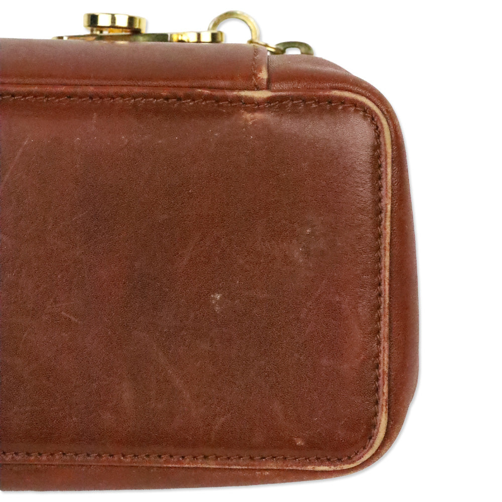 Salvatore Ferragamo Brown Leather Gancini Zip Lock Cosmetic Case