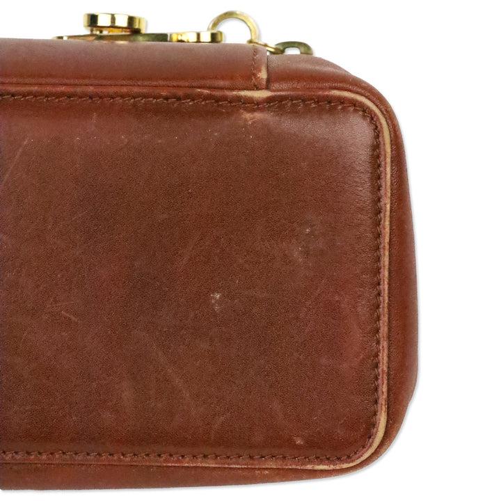 Salvatore Ferragamo Brown Leather Gancini Zip Lock Cosmetic Case