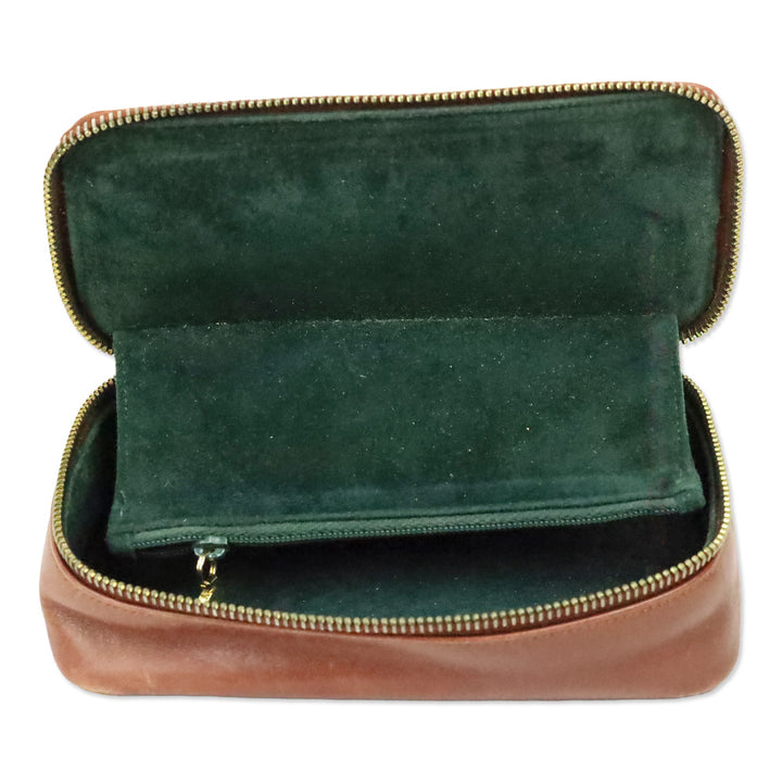 Salvatore Ferragamo Brown Leather Gancini Zip Lock Cosmetic Case