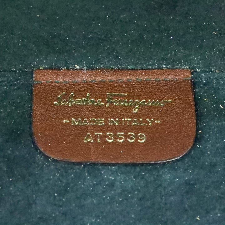 Salvatore Ferragamo Brown Leather Gancini Zip Lock Cosmetic Case