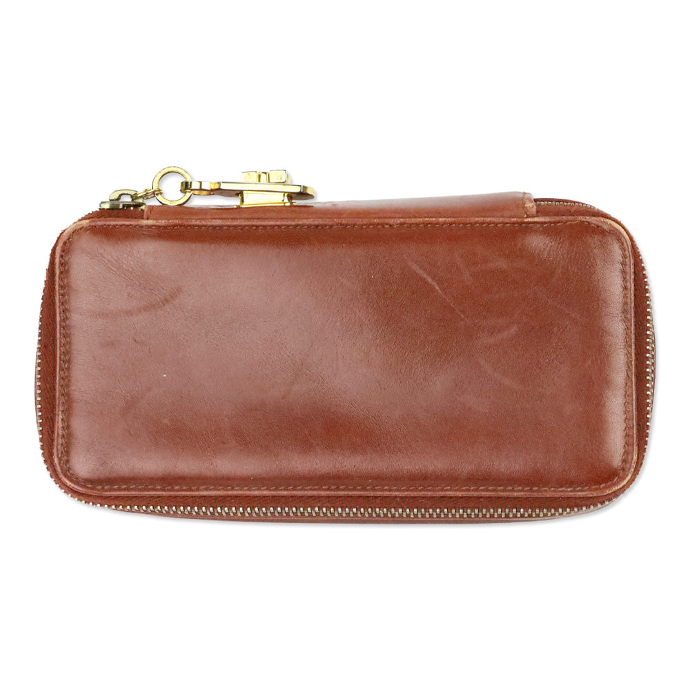 Salvatore Ferragamo Brown Leather Gancini Zip Lock Cosmetic Case
