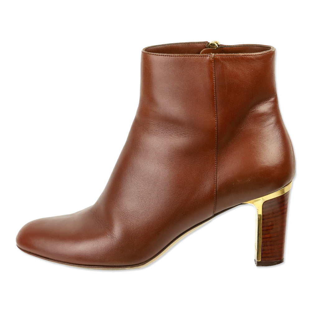 Salvatore Ferragamo Brown Leather Heeled Ankle Boot