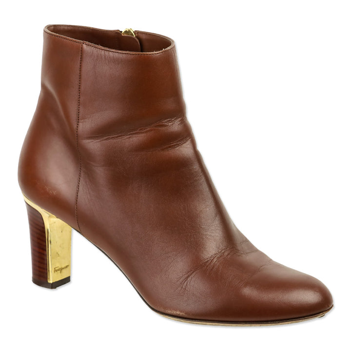 Salvatore Ferragamo Brown Leather Heeled Ankle Boot