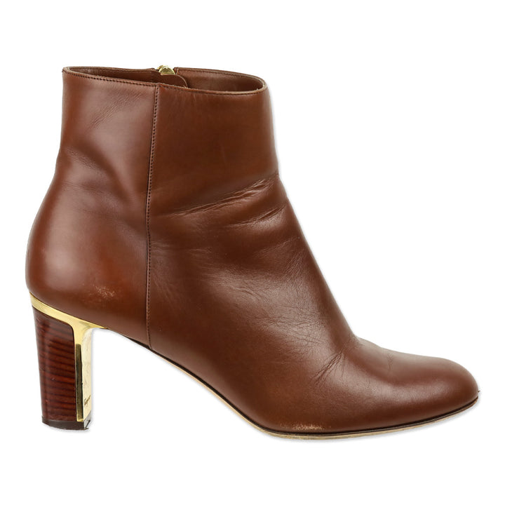 Salvatore Ferragamo Brown Leather Heeled Ankle Boot