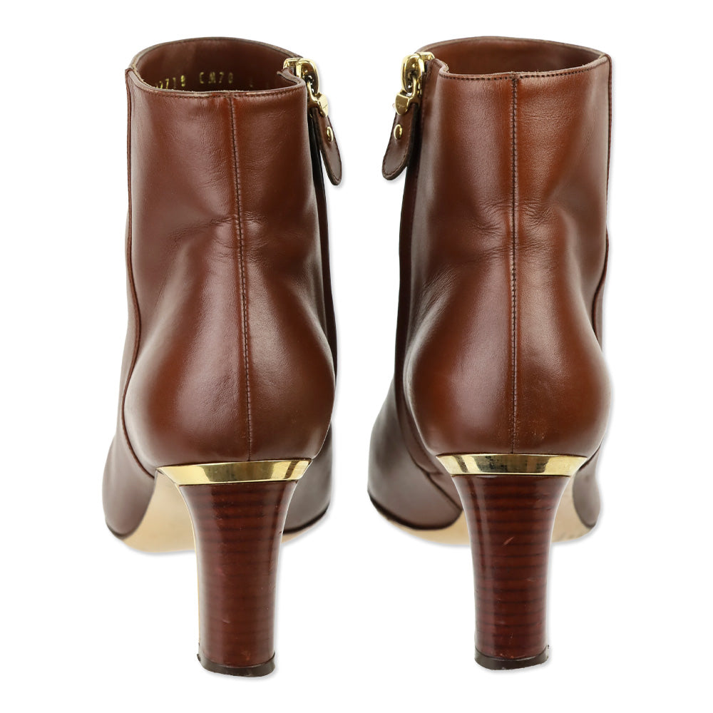 Salvatore Ferragamo Brown Leather Heeled Ankle Boot