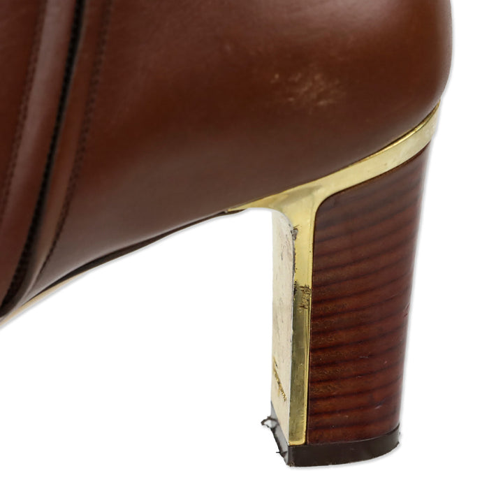 Salvatore Ferragamo Brown Leather Heeled Ankle Boot