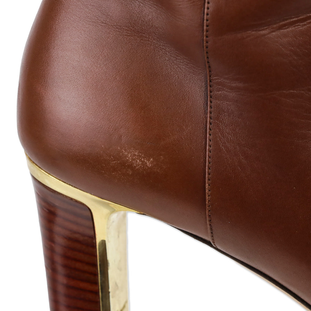 Salvatore Ferragamo Brown Leather Heeled Ankle Boot