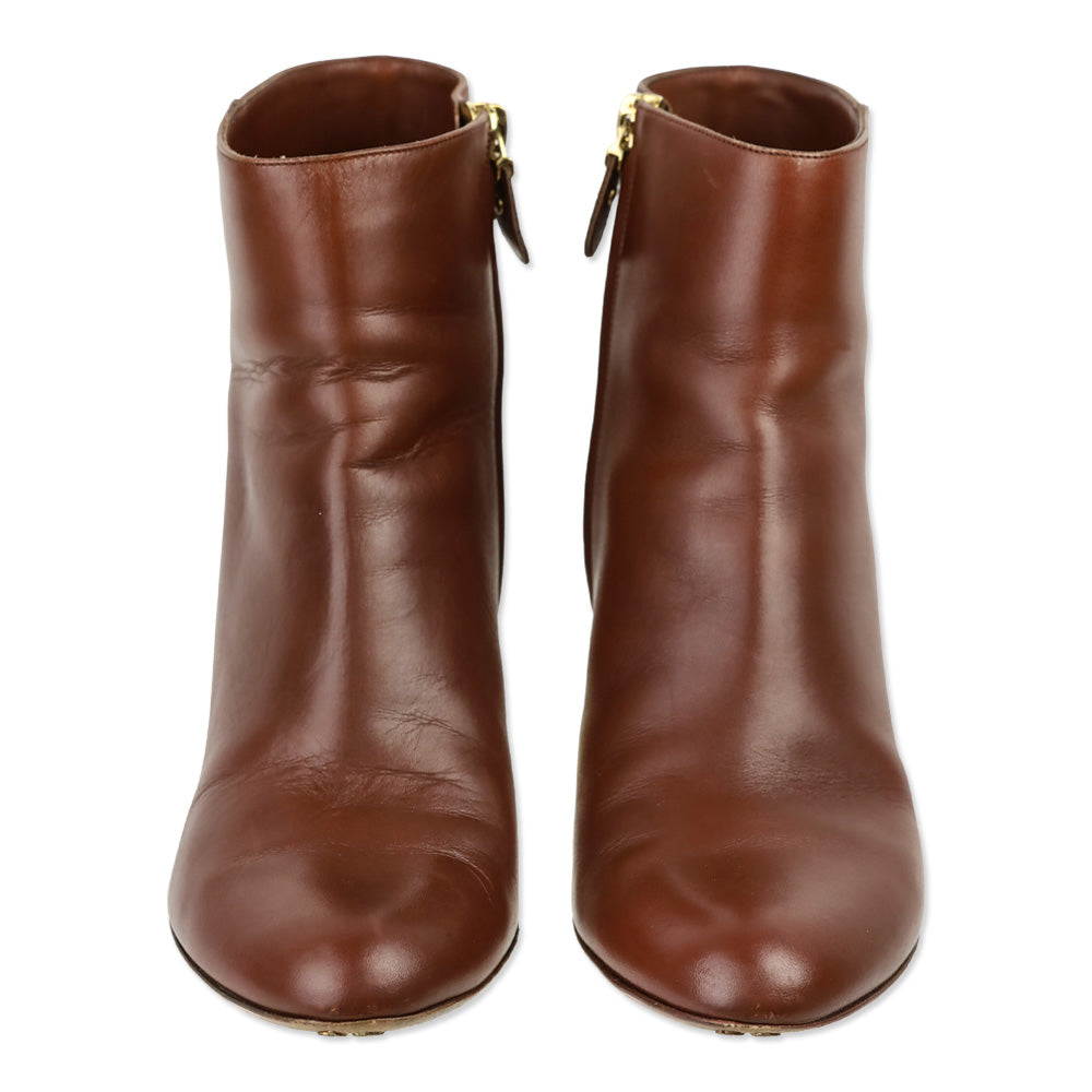 Salvatore Ferragamo Brown Leather Heeled Ankle Boot