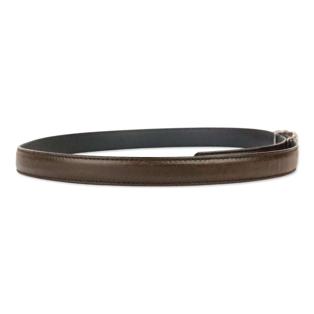 Salvatore Ferragamo Brown Leather Silver Vara Logo Buckle Belt