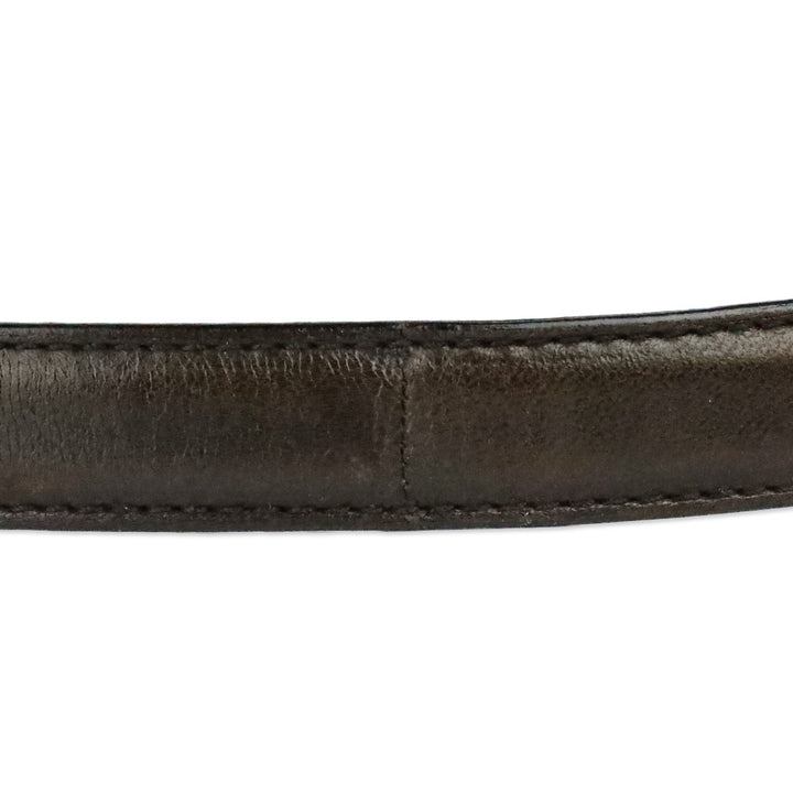 Salvatore Ferragamo Brown Leather Silver Vara Logo Buckle Belt