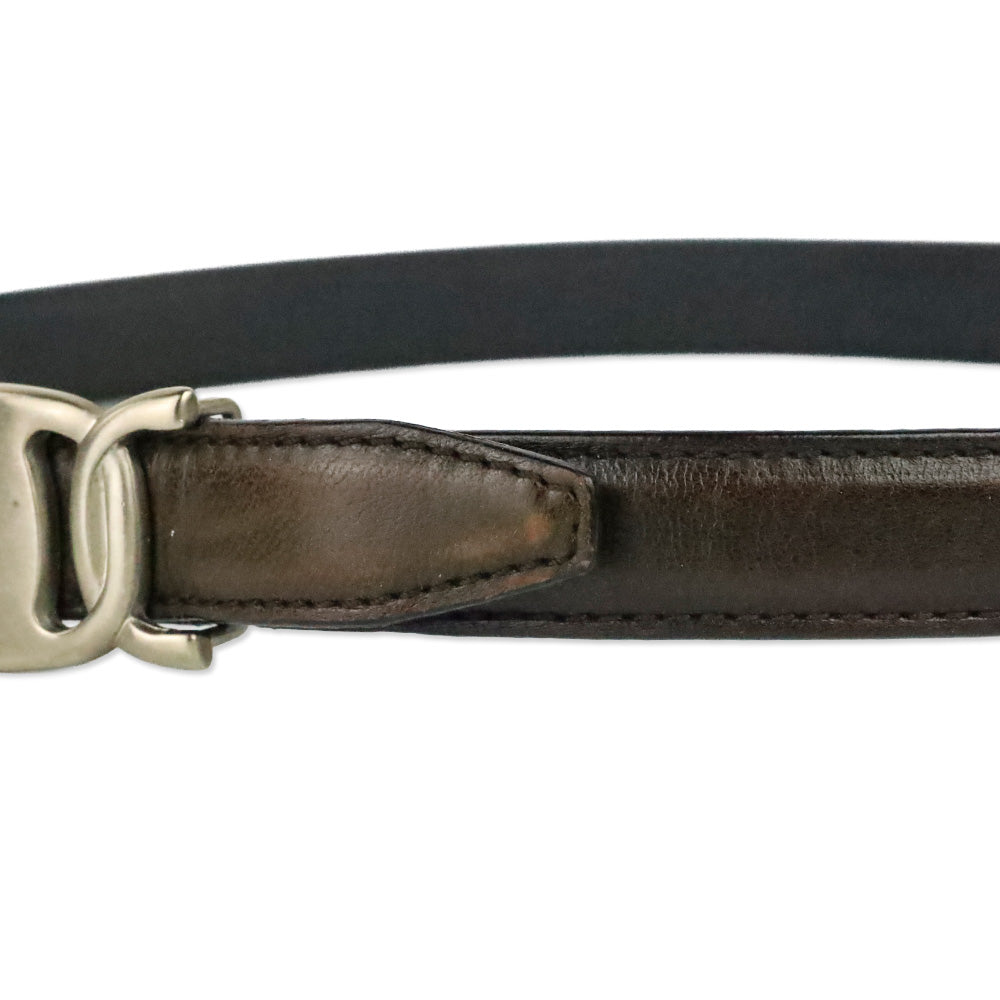 Salvatore Ferragamo Brown Leather Silver Vara Logo Buckle Belt