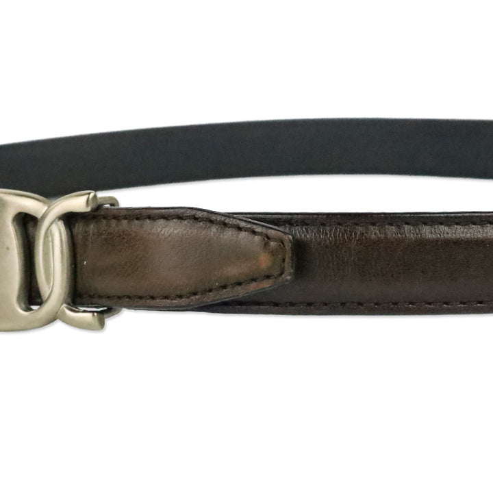 Salvatore Ferragamo Brown Leather Silver Vara Logo Buckle Belt