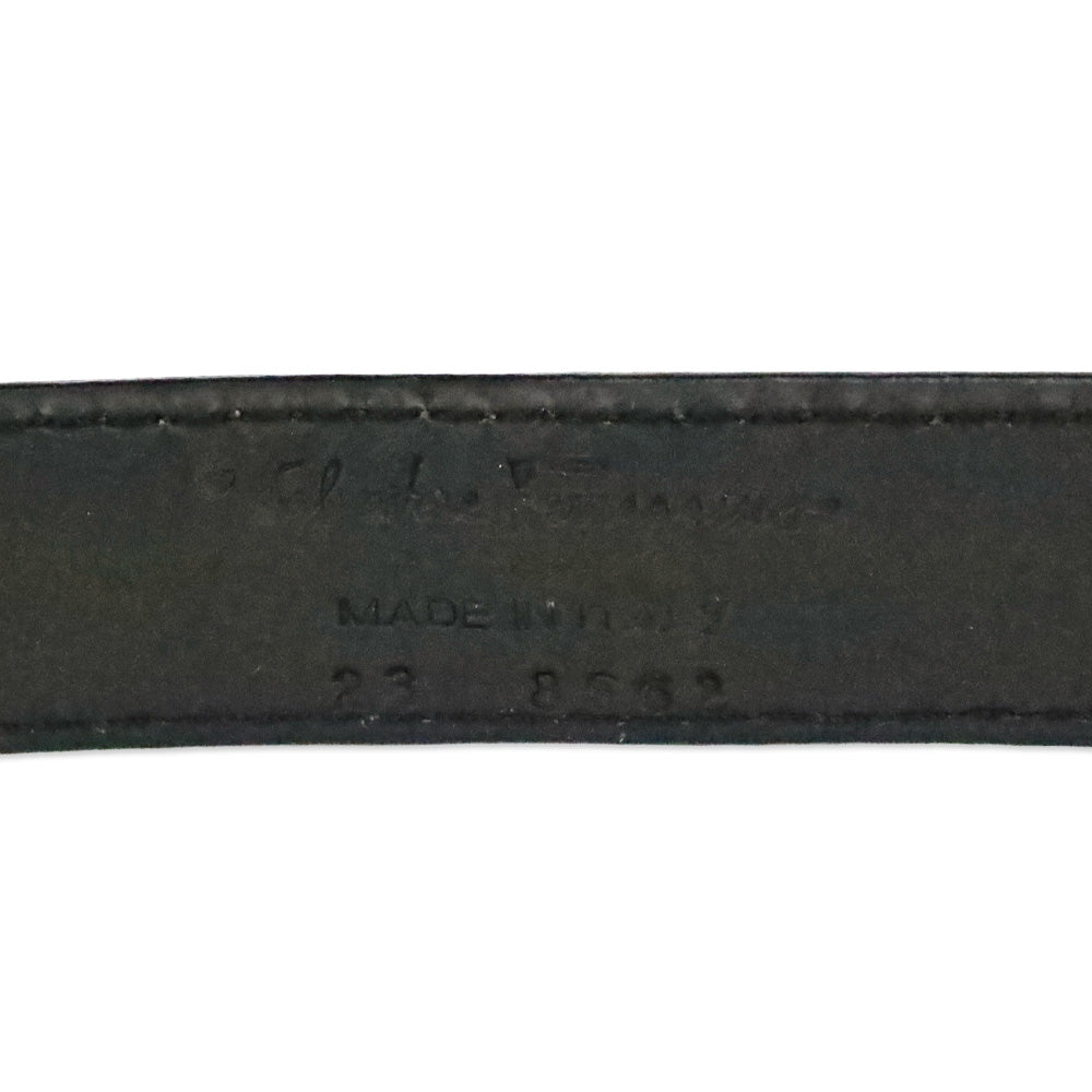 Salvatore Ferragamo Brown Leather Silver Vara Logo Buckle Belt