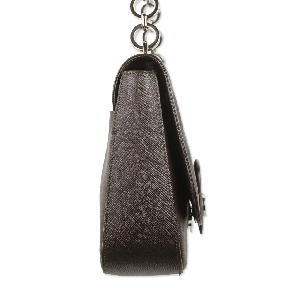 Salvatore Ferragamo Brown Saffiano Leather Gancini Bree Shoulder Bag