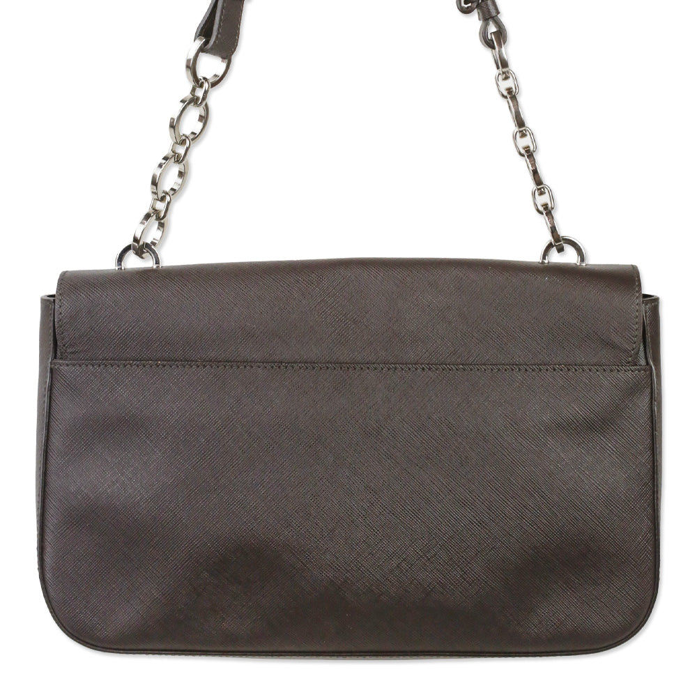 Salvatore Ferragamo Brown Saffiano Leather Gancini Bree Shoulder Bag