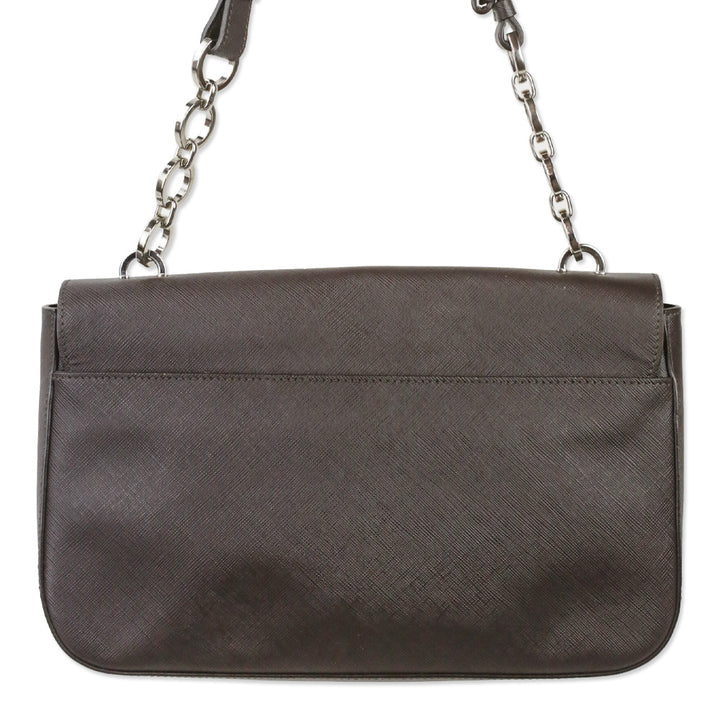 Salvatore Ferragamo Brown Saffiano Leather Gancini Bree Shoulder Bag