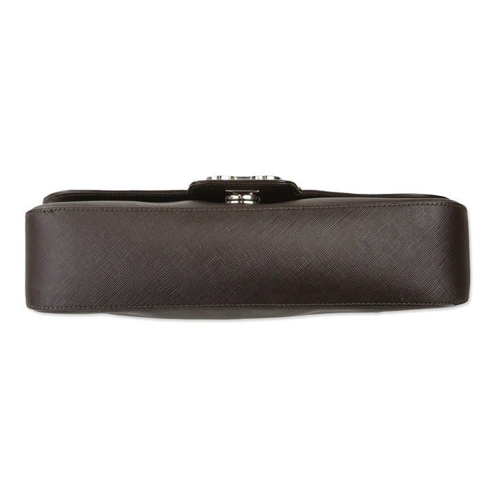 Salvatore Ferragamo Brown Saffiano Leather Gancini Bree Shoulder Bag
