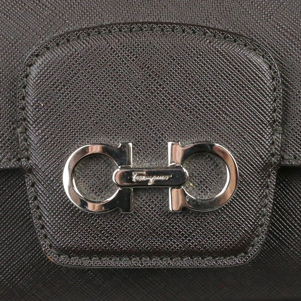 Salvatore Ferragamo Brown Saffiano Leather Gancini Bree Shoulder Bag